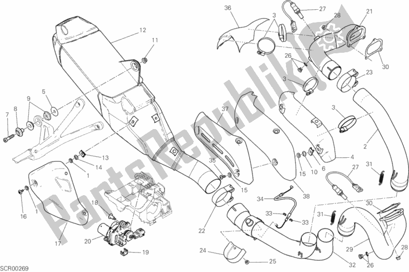 Wszystkie części do System Wydechowy Ducati Monster 821 Stealth Thailand 2020